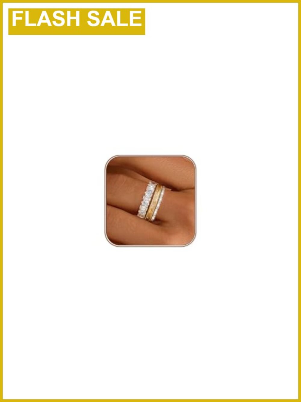 3pc 14K Gold Plated Stackable Rings Set with Cubic Zirconia